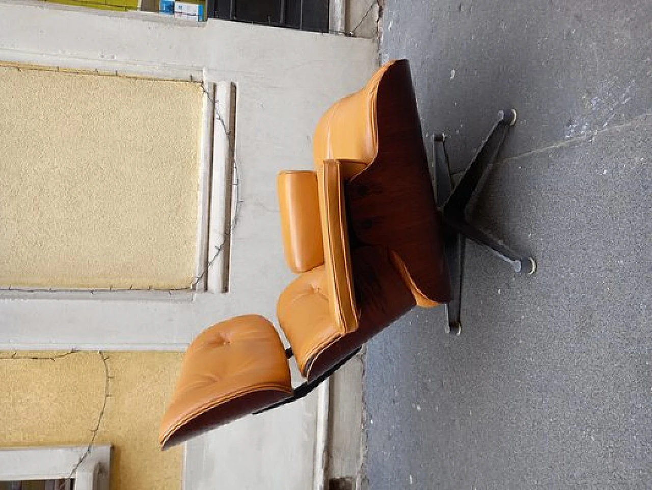 Brown leather armchair by C. & R. Eames for ICF De Padova, 1960s 5