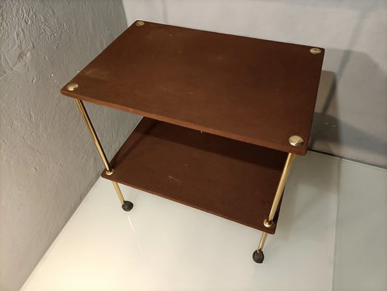 T9 bar cart in wood & brass by L. C. Dominioni for Azucena, 1960s 3