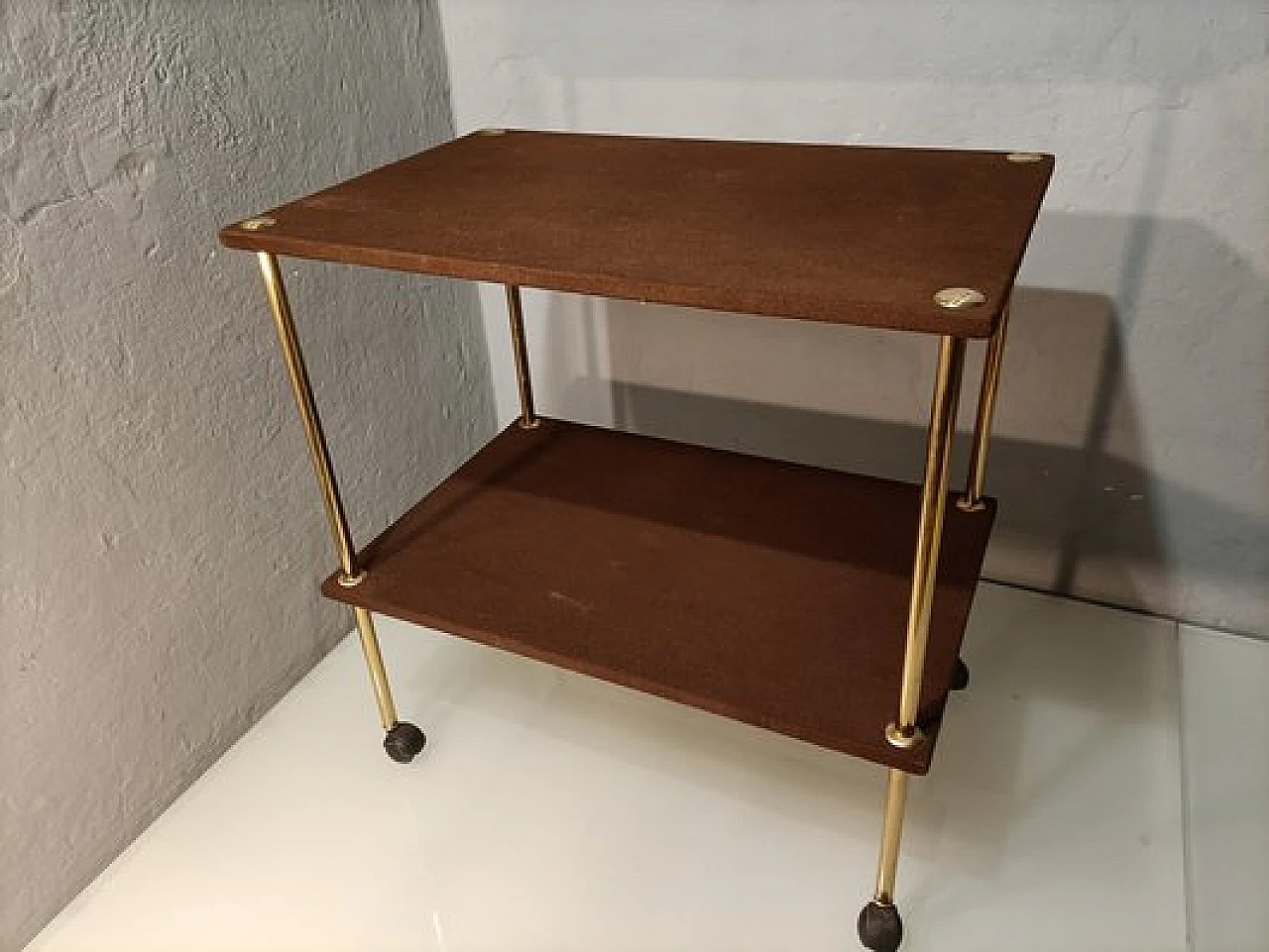 T9 bar cart in wood & brass by L. C. Dominioni for Azucena, 1960s 4