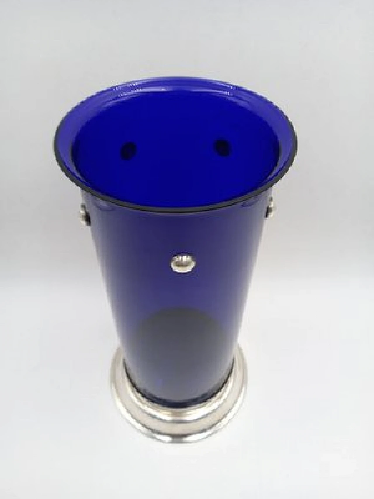 Blue glass Umeda Vase with silver base by Cleto Munari, 1960s 2