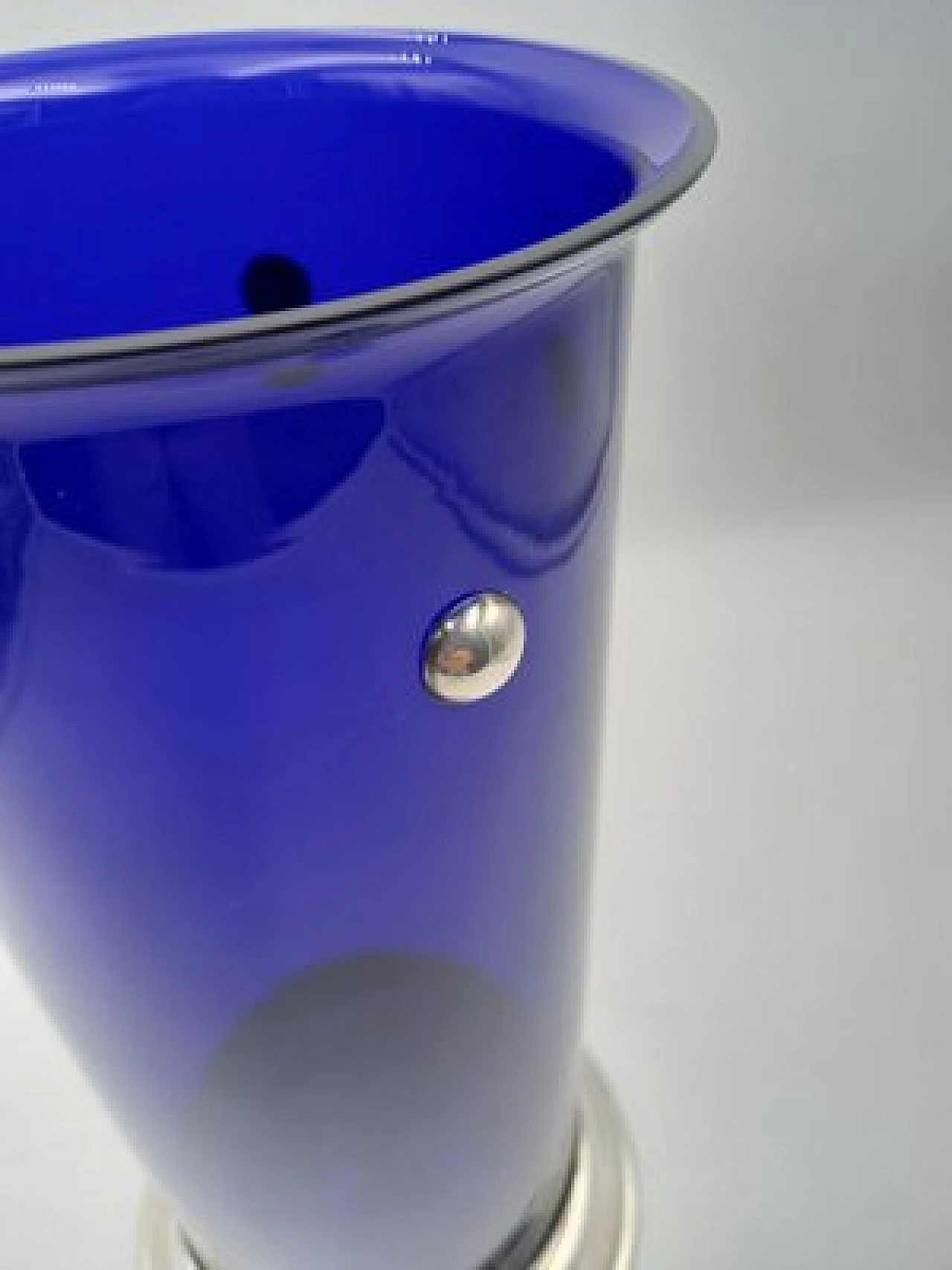 Blue glass Umeda Vase with silver base by Cleto Munari, 1960s 6