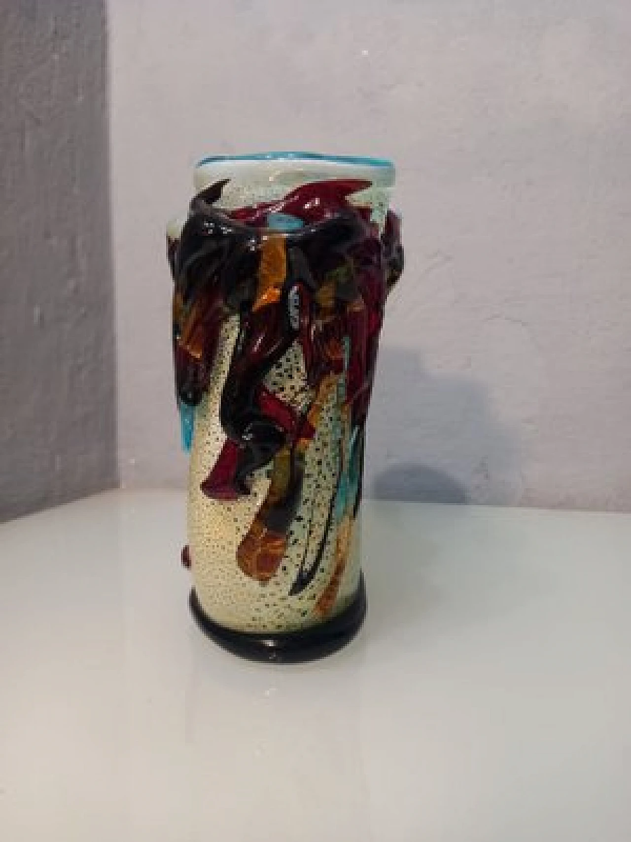 Vaso in vetro Picasso S. Costantini per Musana Ocus Omg, anni '90 10