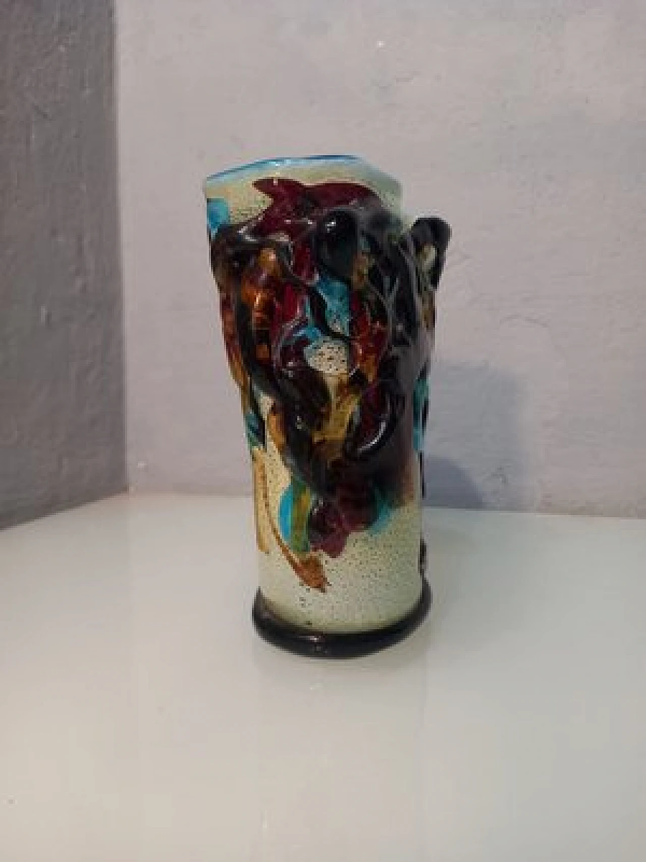 Vaso in vetro Picasso S. Costantini per Musana Ocus Omg, anni '90 11