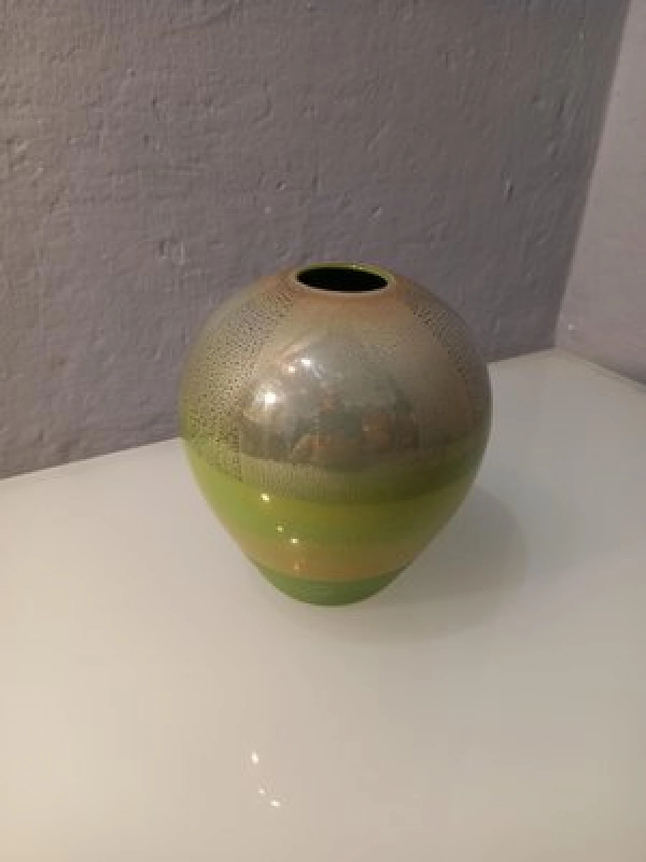 Vaso Quarzi in vetro verde e oro di Paolo Venini per Venini anni '90 1