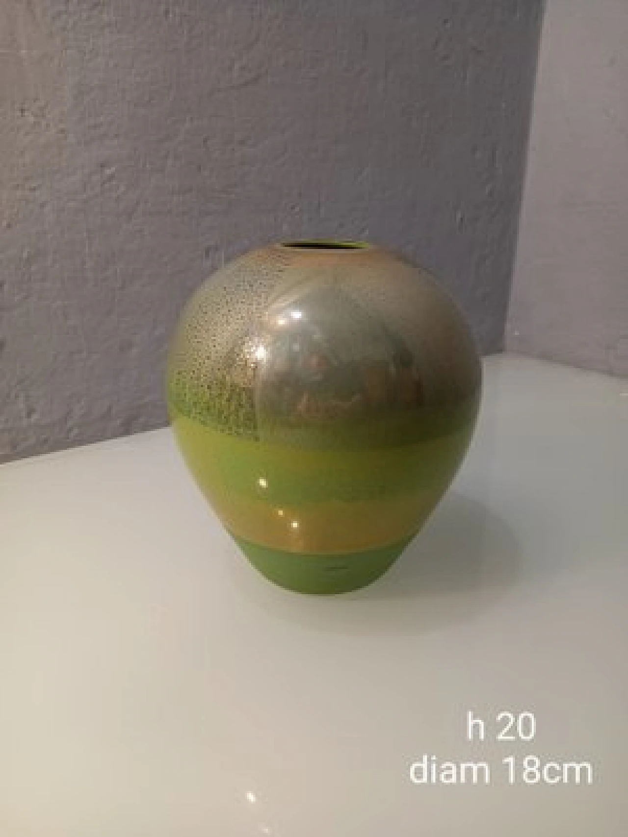 Vaso Quarzi in vetro verde e oro di Paolo Venini per Venini anni '90 2