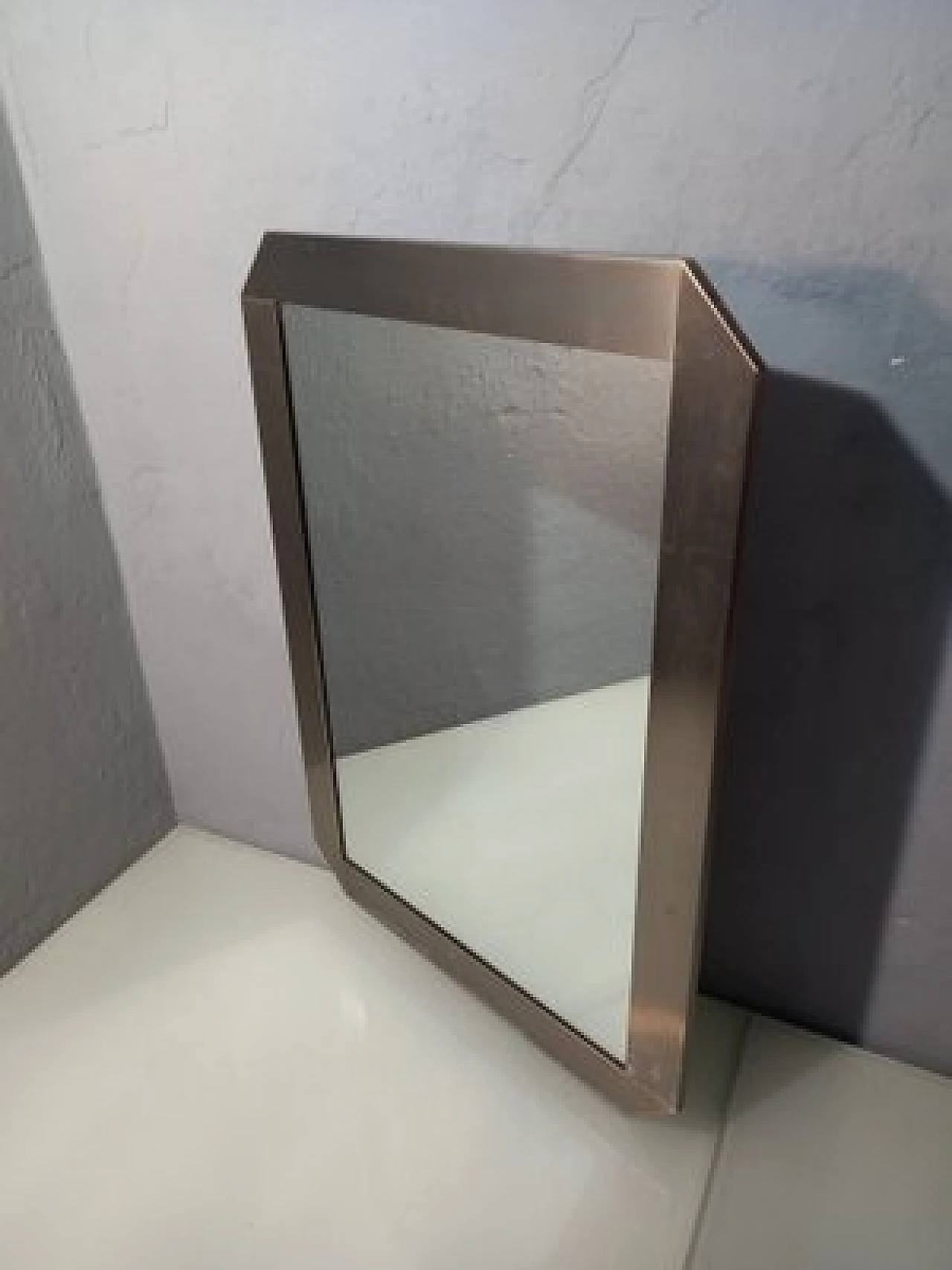 Steel mirror by Gaetano Sciolari for Valenti, 1970s 1