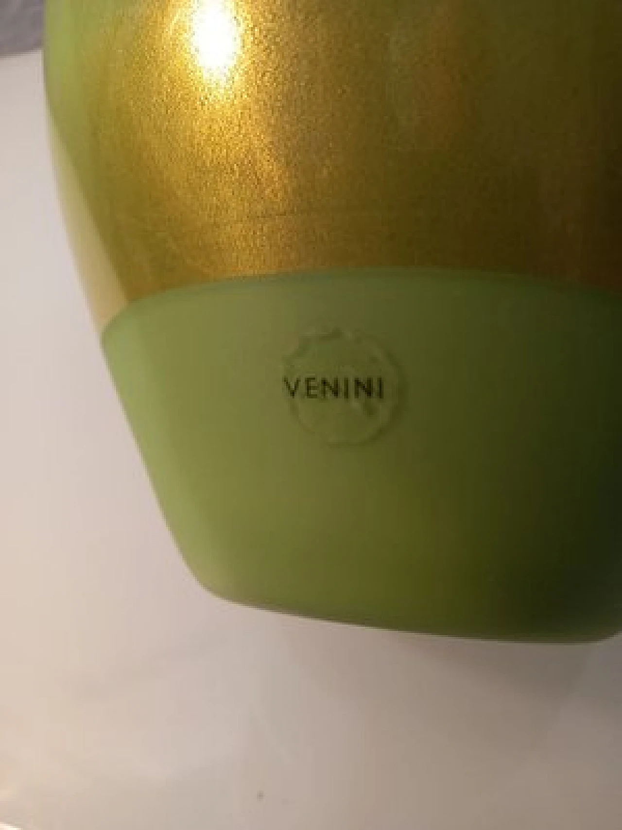 Vaso Quarzi in vetro verde e oro di Paolo Venini per Venini anni '90 6