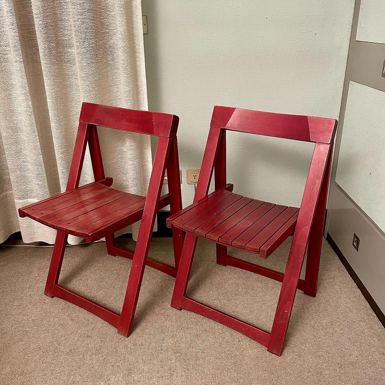 Pair of Trieste folding chairs by Aldo Jacober, 1960s 1