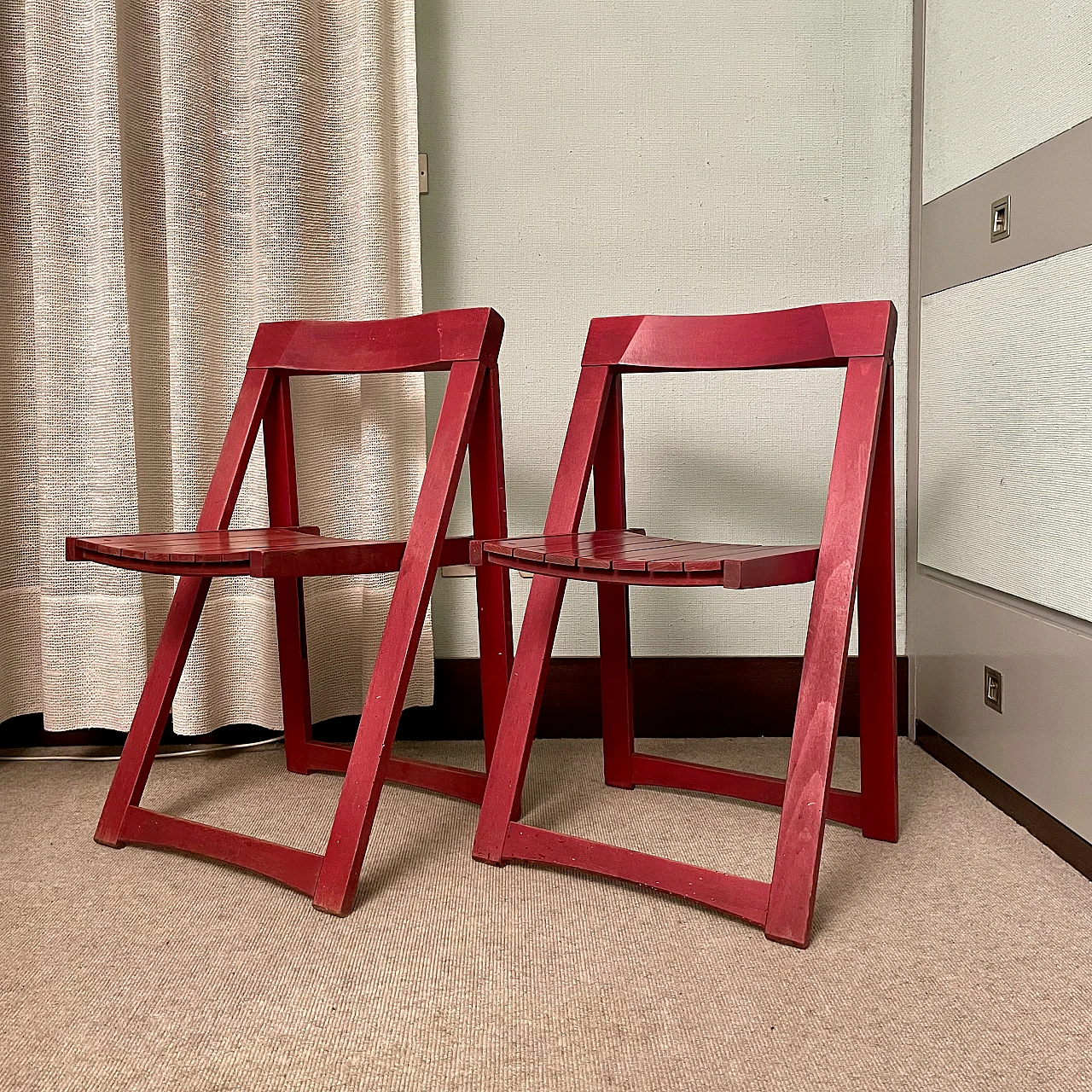 Pair of Trieste folding chairs by Aldo Jacober, 1960s 2