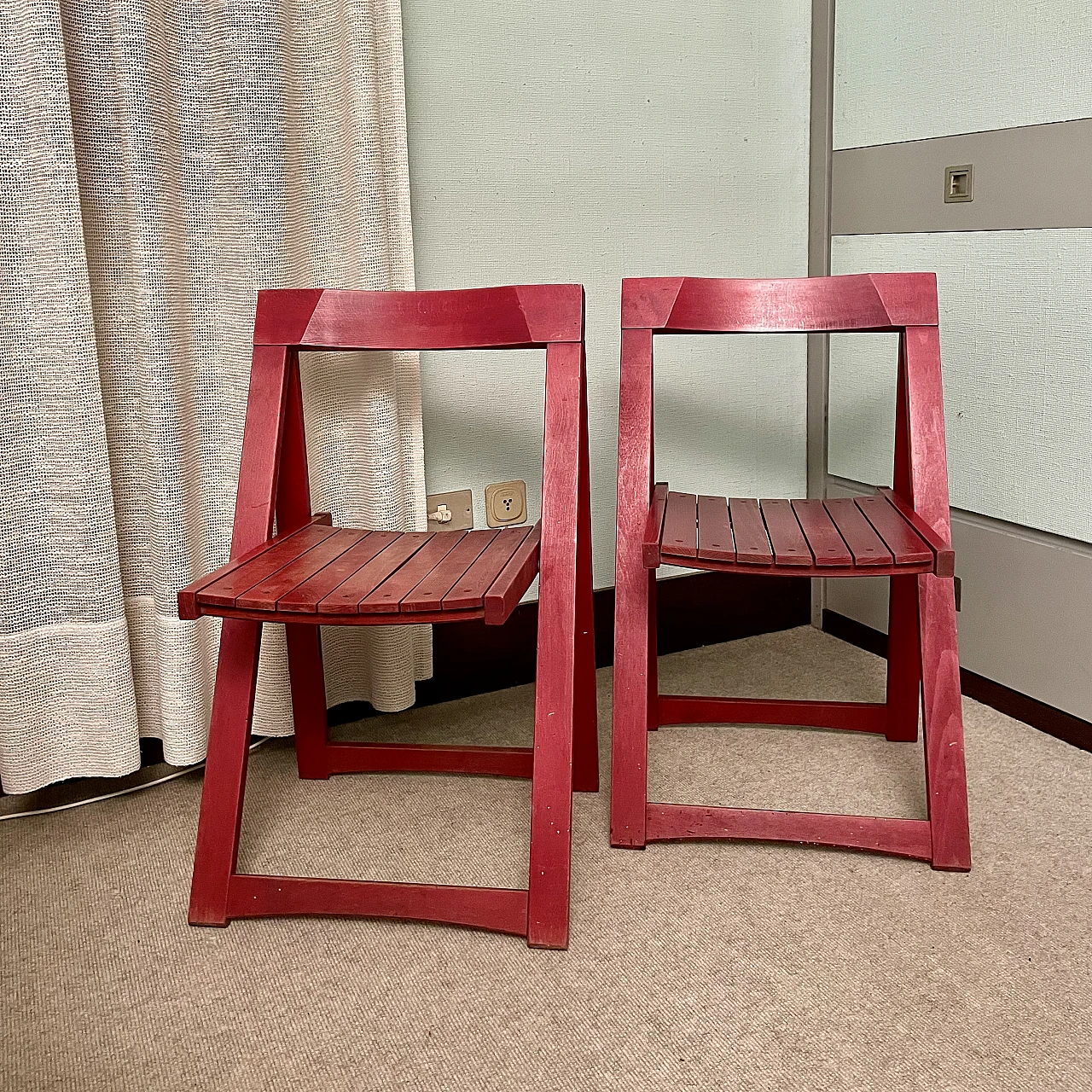 Pair of Trieste folding chairs by Aldo Jacober, 1960s 3