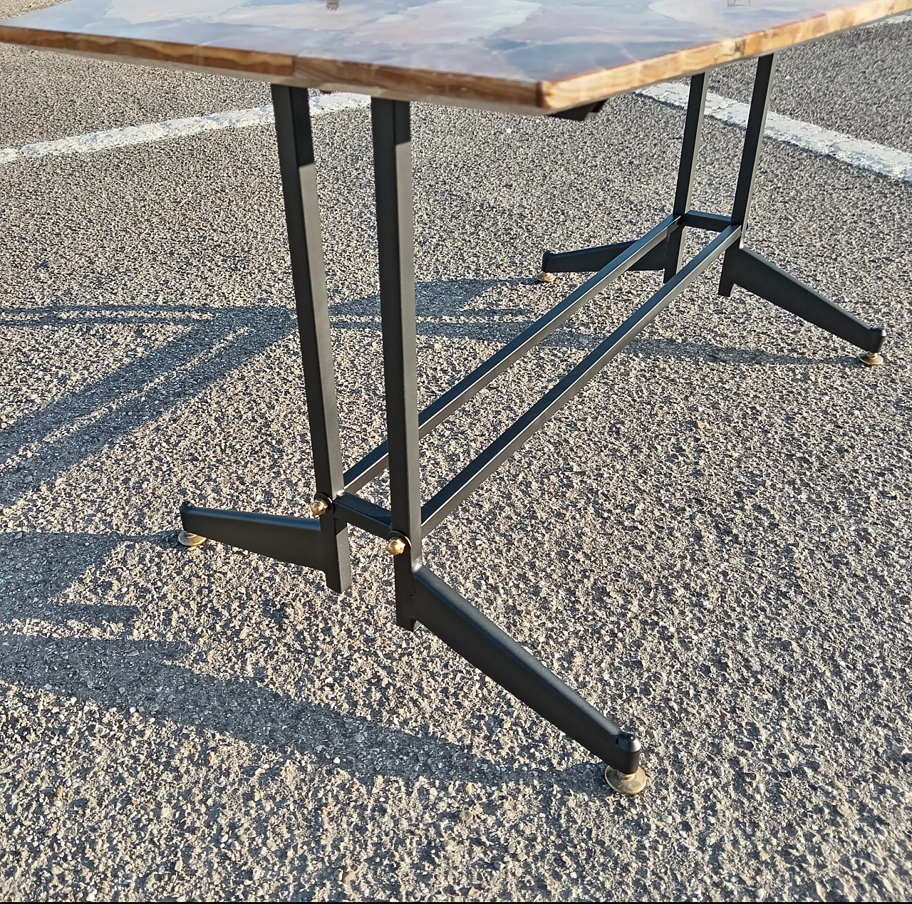 Iron coffee table with honey onyx mosaic top, 1960s 2