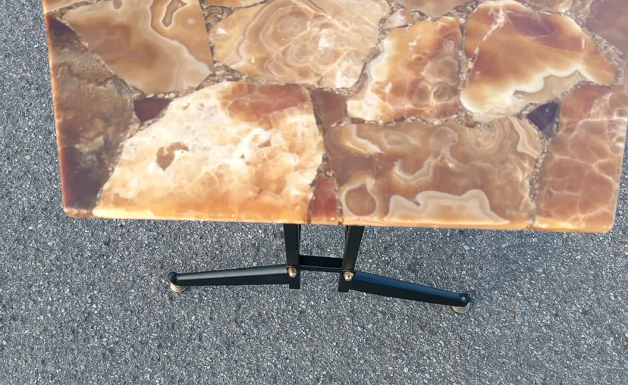 Iron coffee table with honey onyx mosaic top, 1960s 12