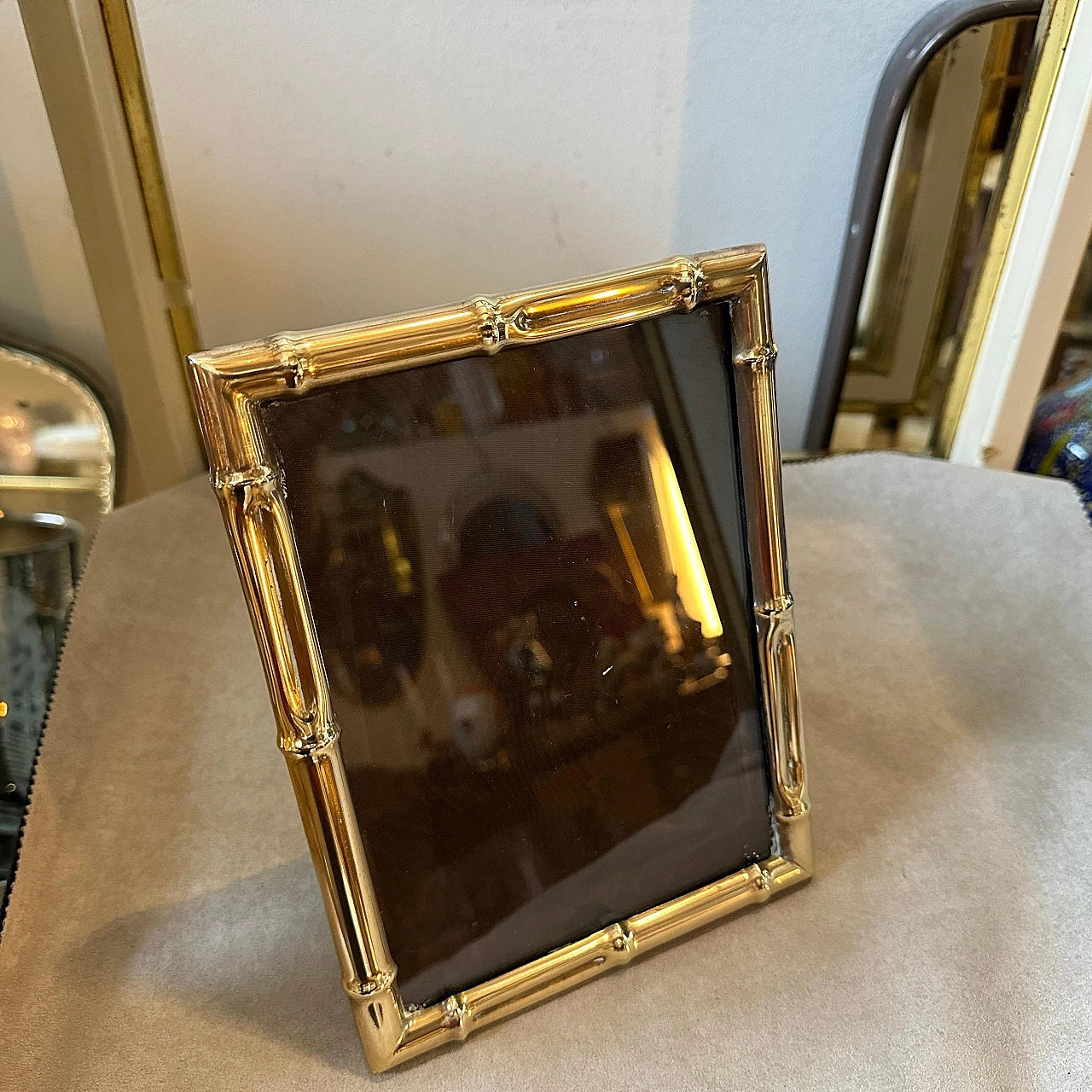 Bamboo-effect brass photo frame, 1950s 2