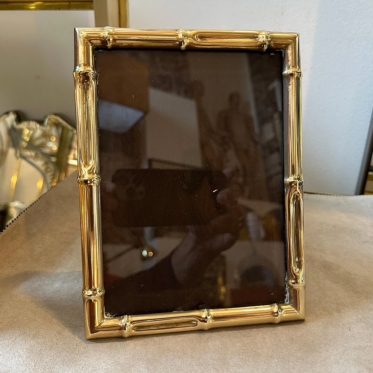 Bamboo-effect brass photo frame, 1950s 3