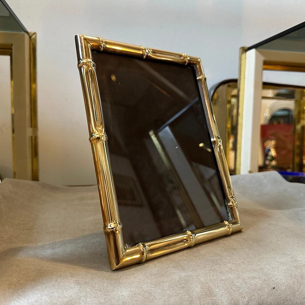 Bamboo-effect brass photo frame, 1950s 4