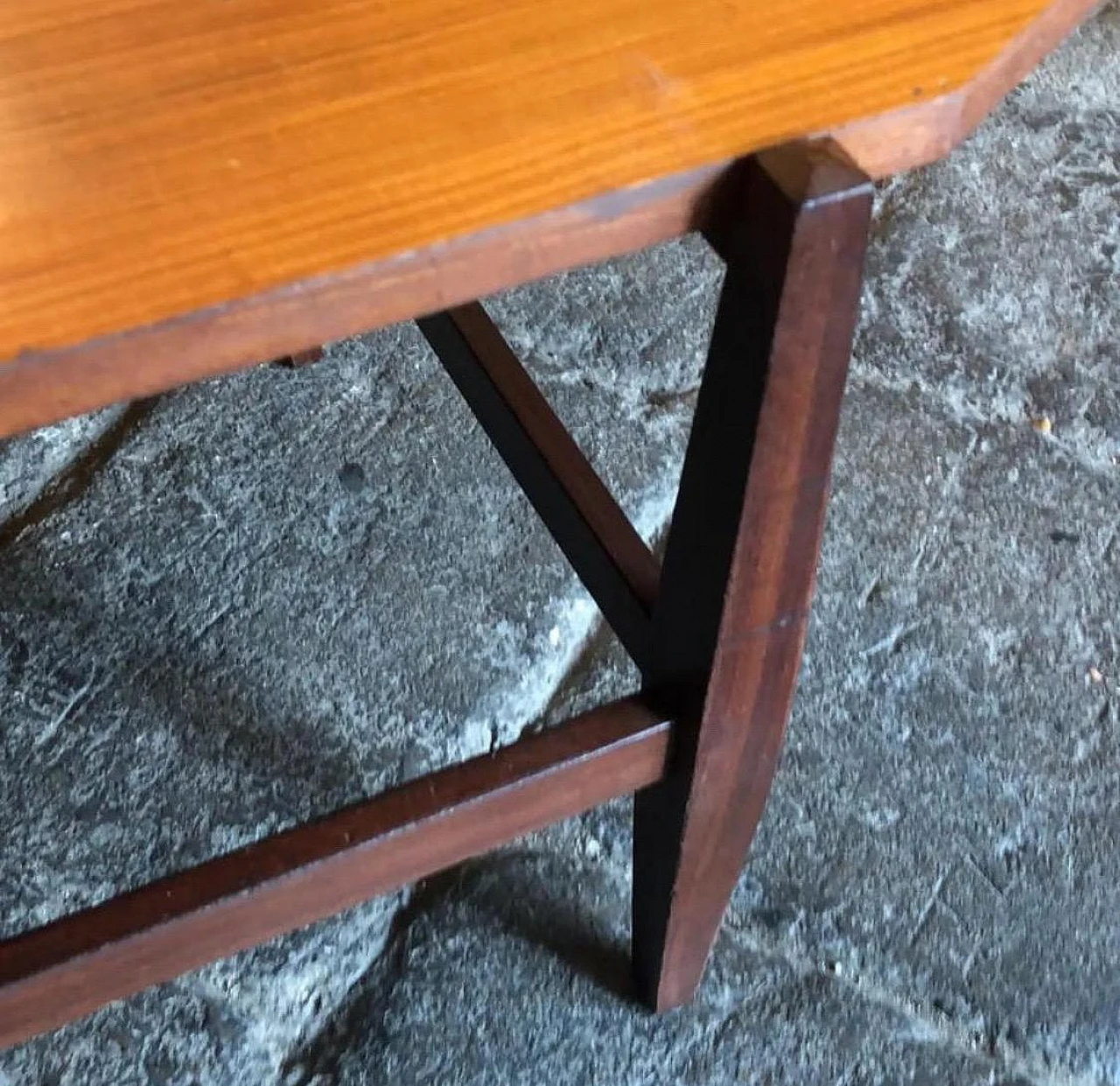 Teak and mahogany coffee table with magazine rack shelf, 1960s 8