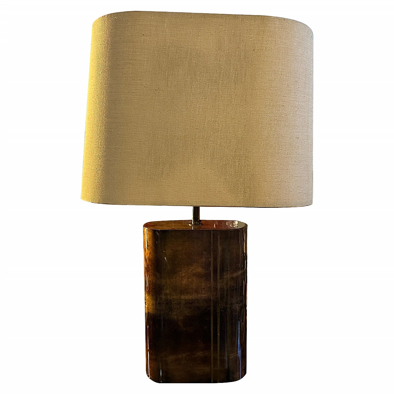 Goatskin and brass table lamp by Aldo Tura, 1950s 1