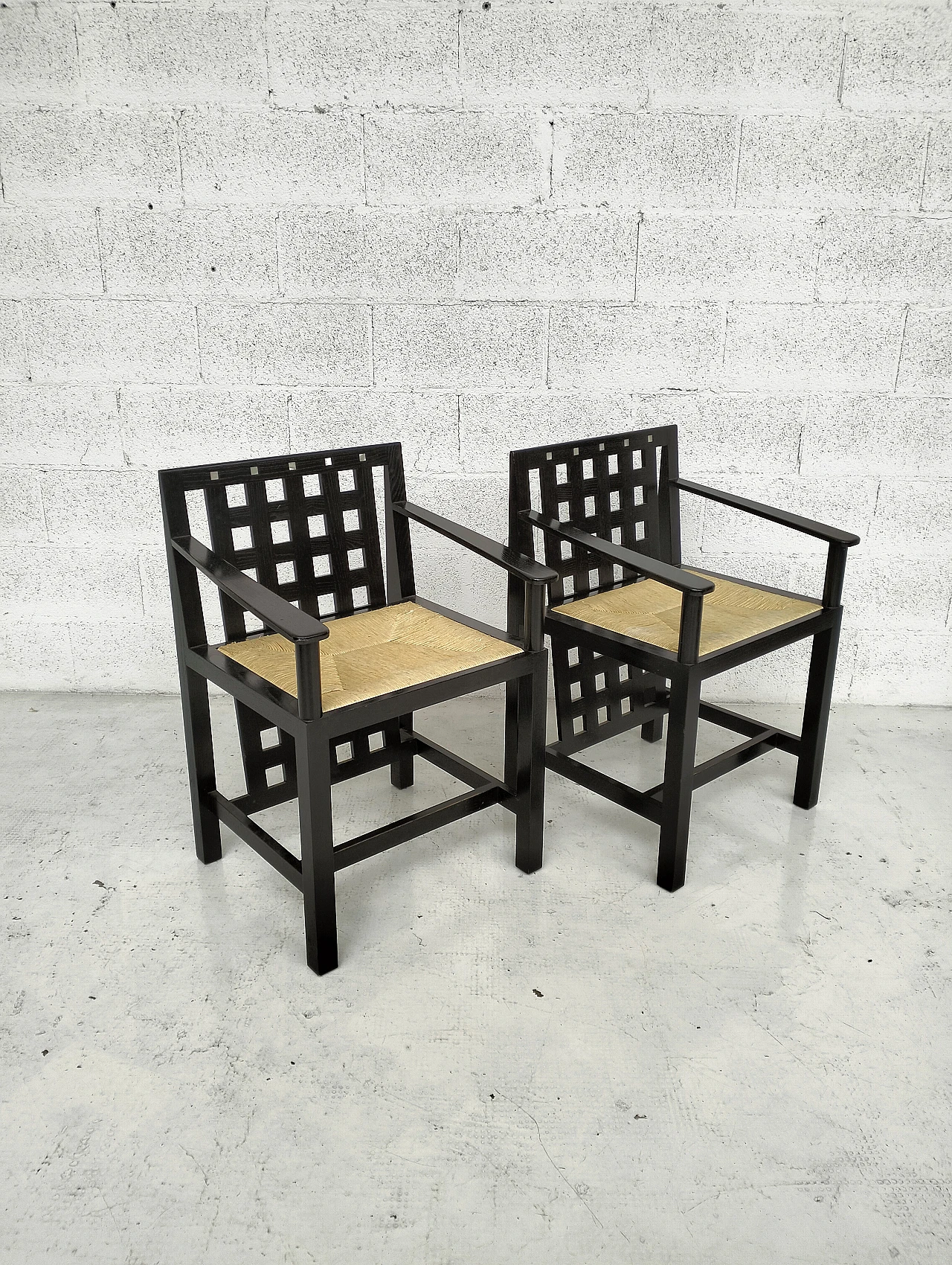 Pair of DS3 chairs by Charles Rennie Mackintosh for Cassina, 1970s 10