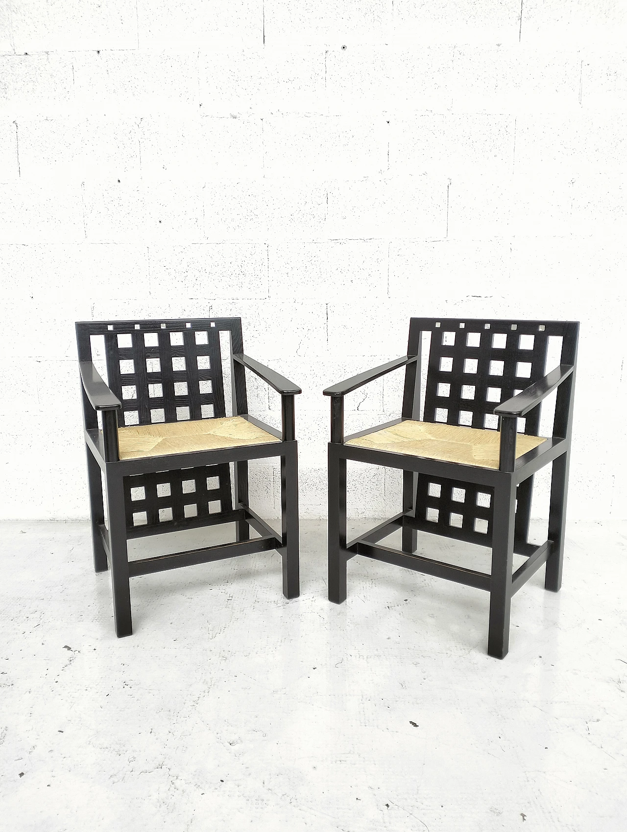 Pair of DS3 chairs by Charles Rennie Mackintosh for Cassina, 1970s 11