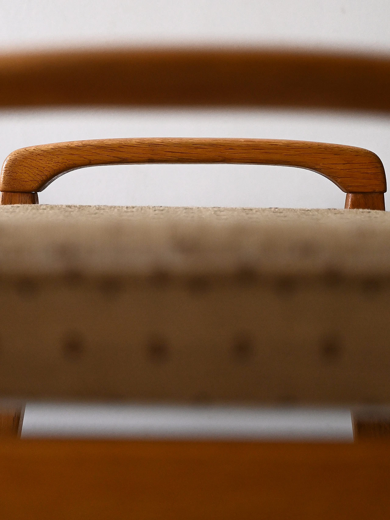 Scandinavian light oak and fabric stool, 1960s 8