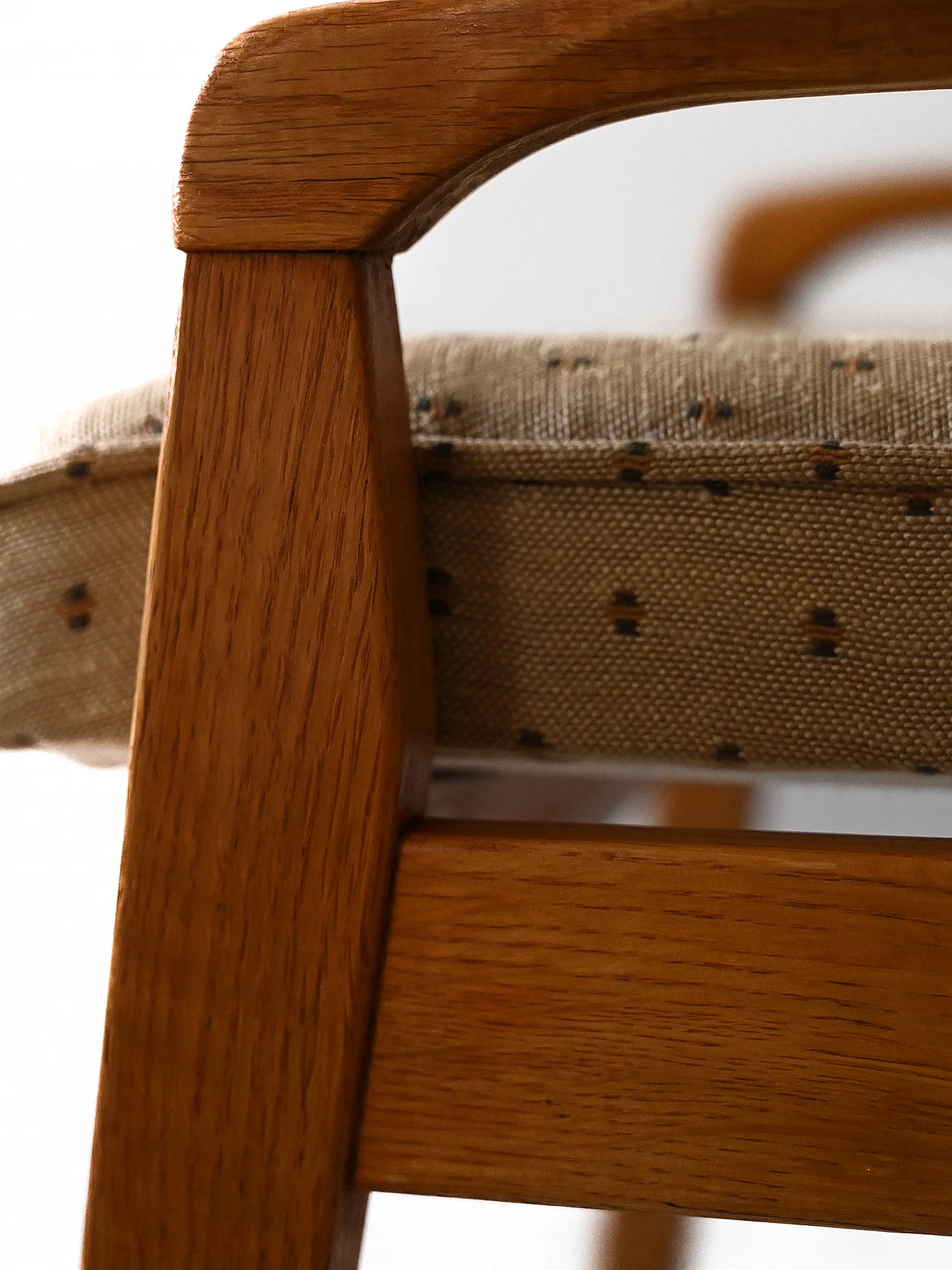 Scandinavian light oak and fabric stool, 1960s 9