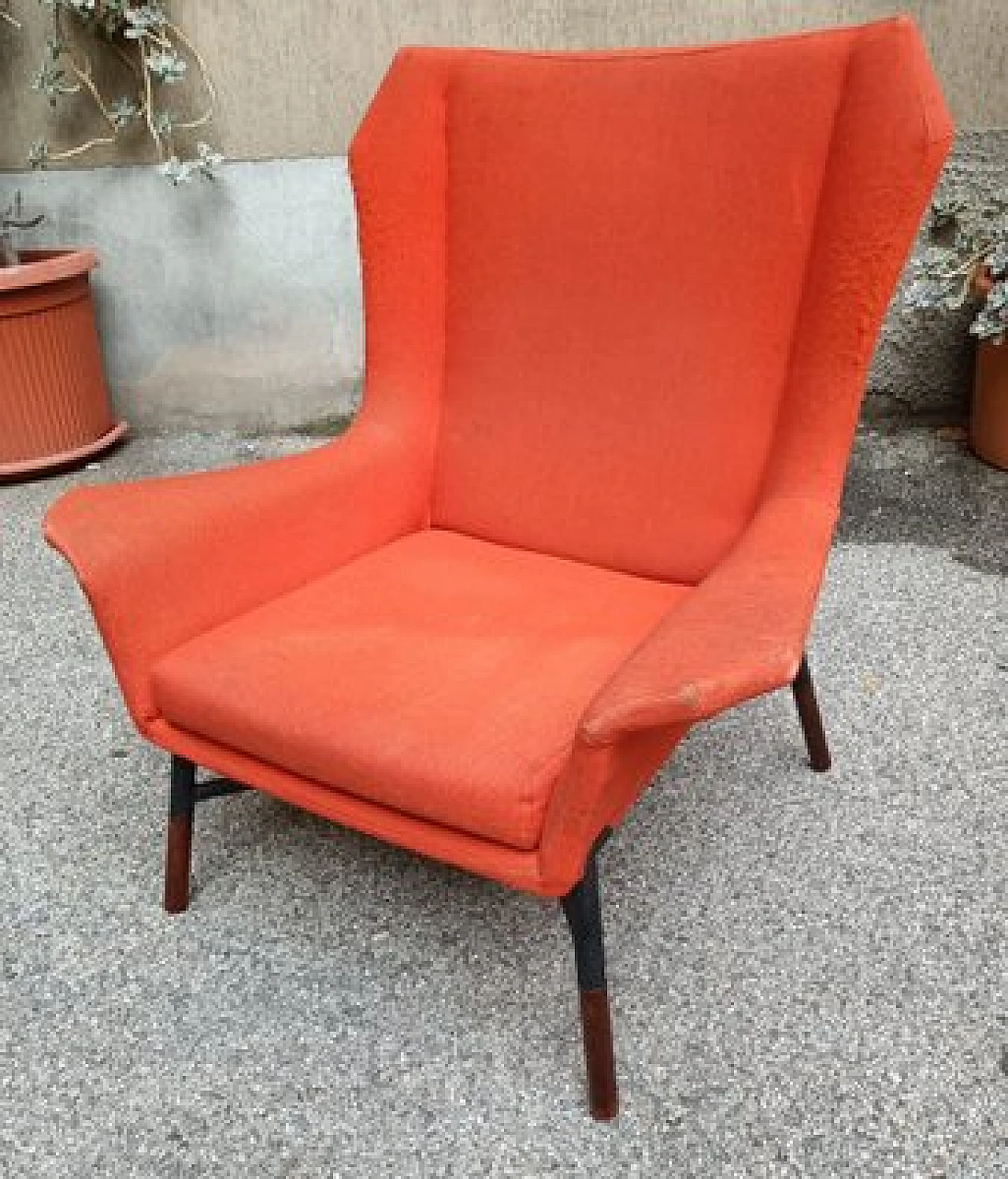 Giulietta armchair in orange fabric by BBPR for Arflex, 1958 2