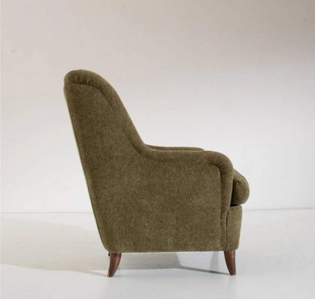 Green fabric armchair with wooden legs by Paolo Buffa, 1950s 2