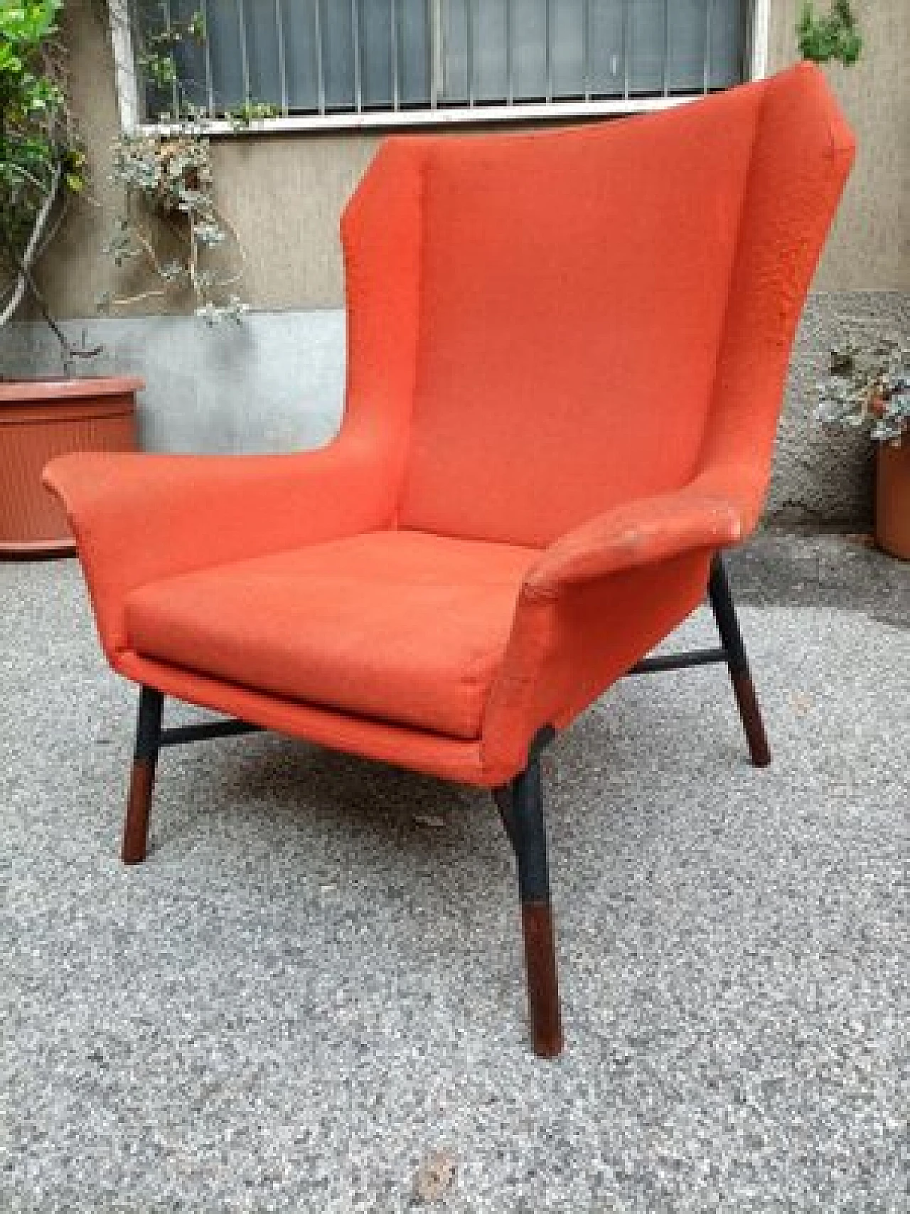 Giulietta armchair in orange fabric by BBPR for Arflex, 1958 3