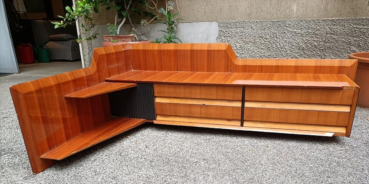 Mahogany wall console with 4 drawers by V. Dassi for Dassi, 1950s 1