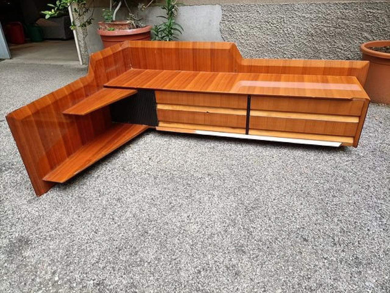 Mahogany wall console with 4 drawers by V. Dassi for Dassi, 1950s 2