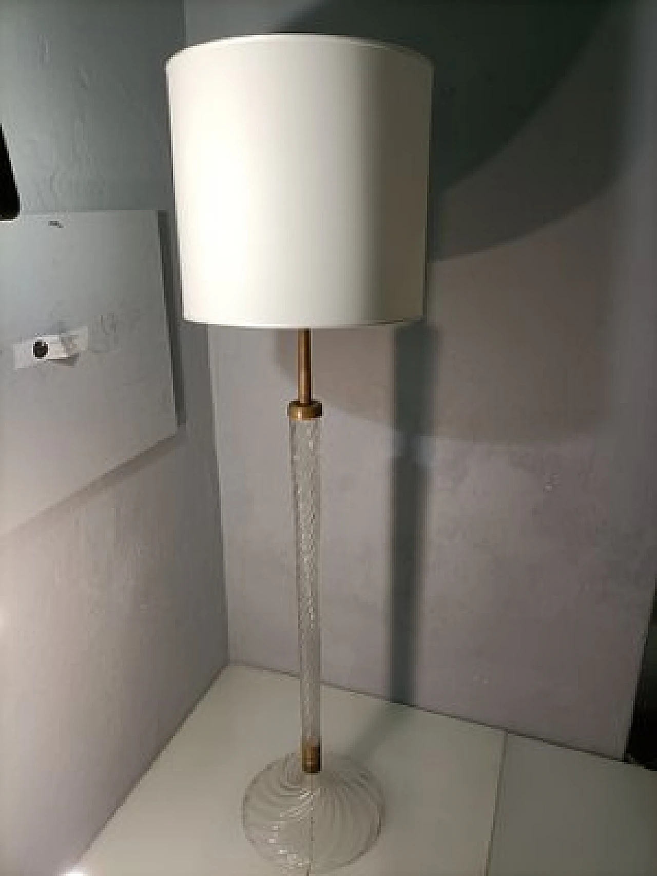 Lampada da terra 529 in vetro di C. Scarpa per Venini, anni '40 1