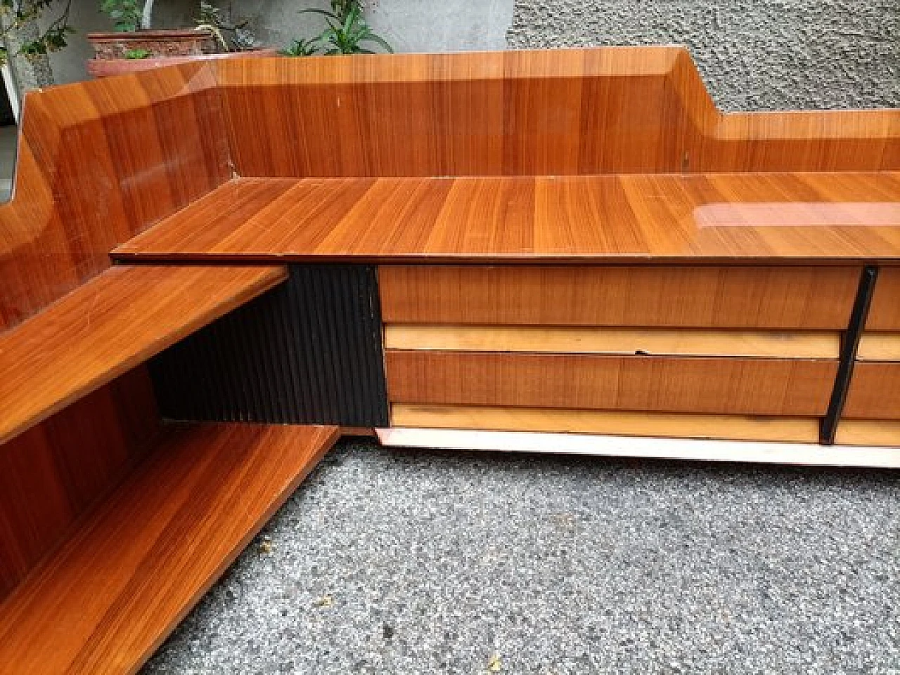 Mahogany wall console with 4 drawers by V. Dassi for Dassi, 1950s 3