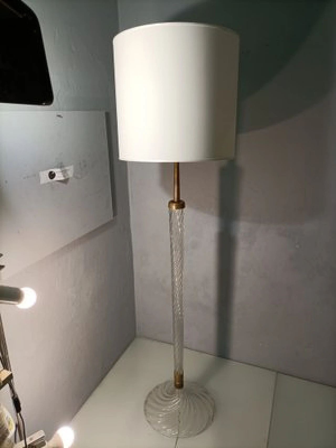 Lampada da terra 529 in vetro di C. Scarpa per Venini, anni '40 2