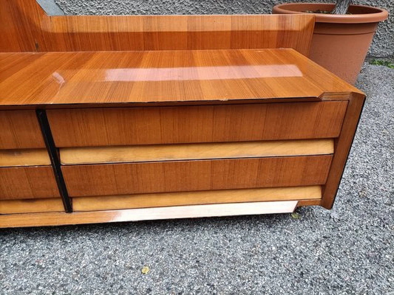 Mahogany wall console with 4 drawers by V. Dassi for Dassi, 1950s 4