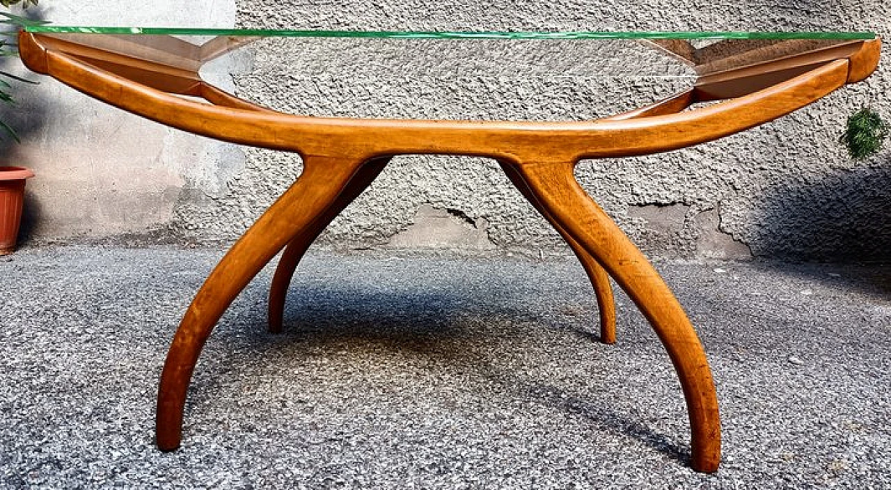 Side table in glass & wood attributed to Ico & Luisa Parisi, 1950s 1