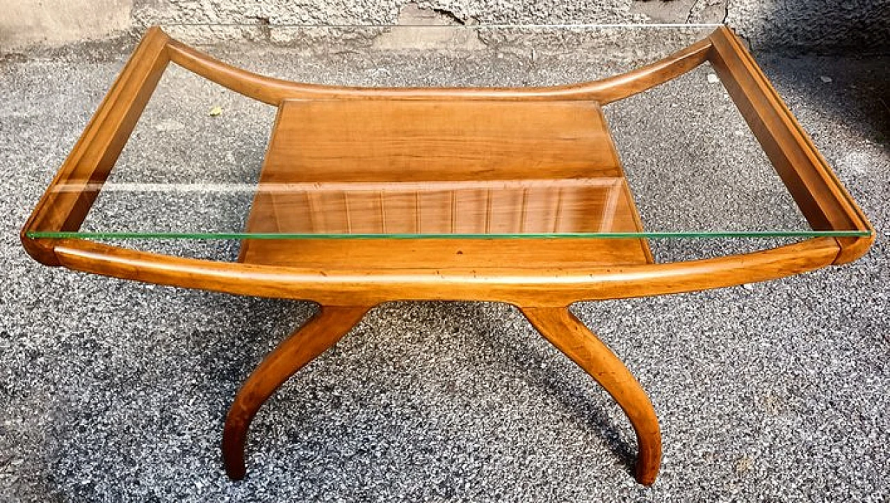 Side table in glass & wood attributed to Ico & Luisa Parisi, 1950s 2