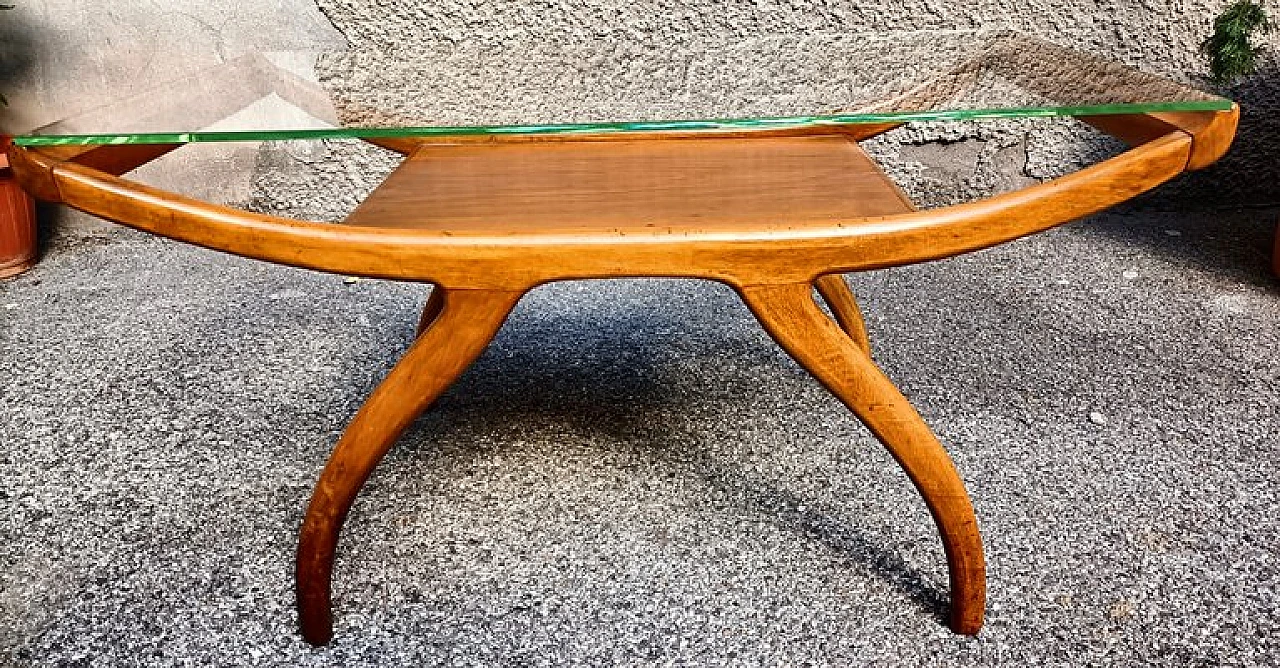 Side table in glass & wood attributed to Ico & Luisa Parisi, 1950s 3