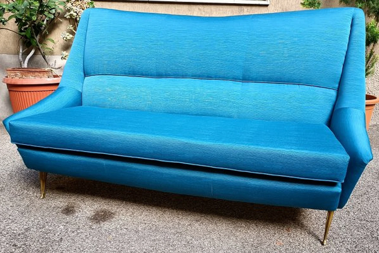 2-Seater sofa in blue fabric by Gio Ponti for Isa Bergamo, 1950s 1