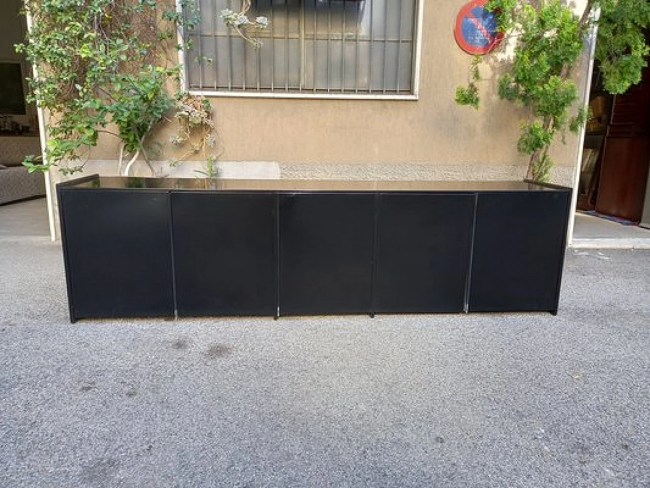 Credenza in legno laccato nera di Marco Zanuso per Elam, anni '70 1