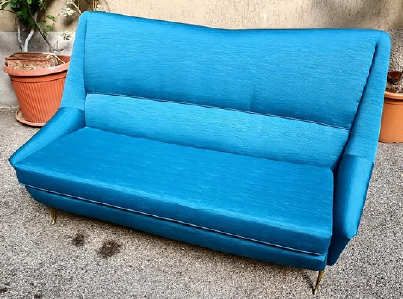 2-Seater sofa in blue fabric by Gio Ponti for Isa Bergamo, 1950s 2