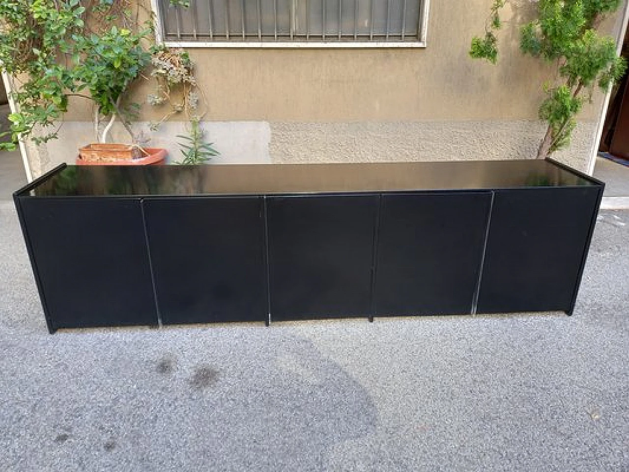 Credenza in legno laccato nera di Marco Zanuso per Elam, anni '70 3