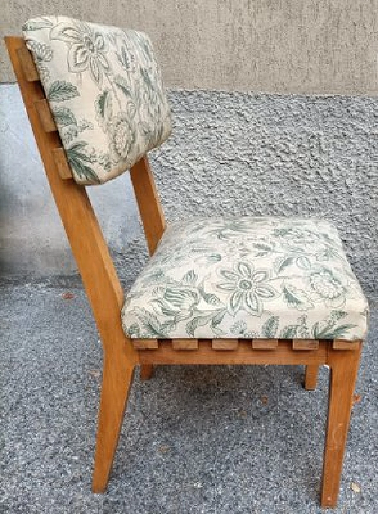 Wood and floral fabric chair by Studio BBPR, 1950s 4