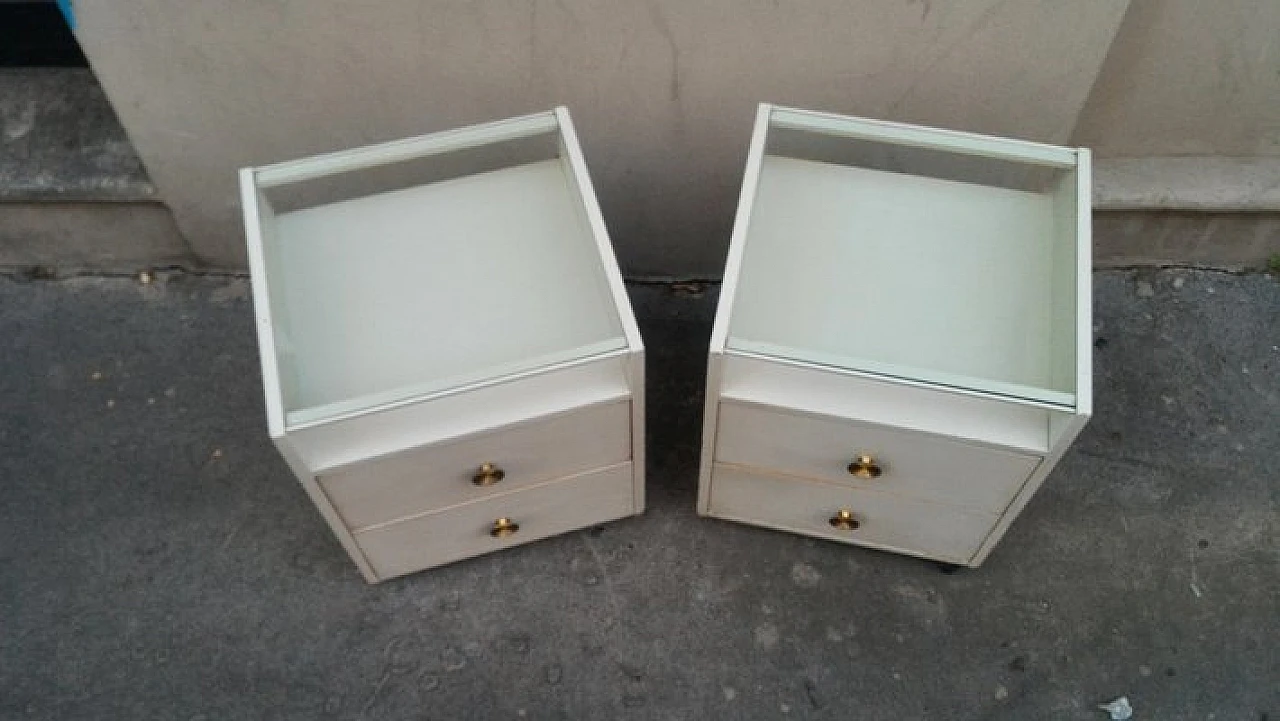 Pair of white bedside tables by Carlo De Carli for Sormani, 1960s 2