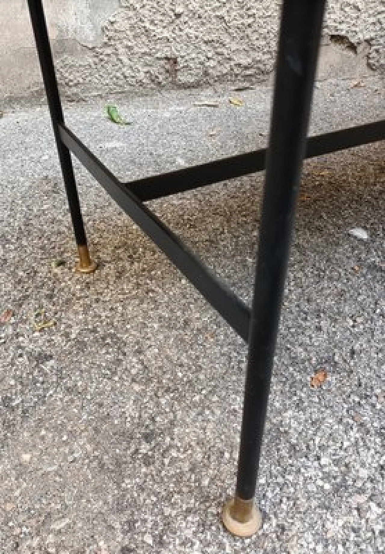 Rectangular wooden table with iron and brass base, 1950s 4