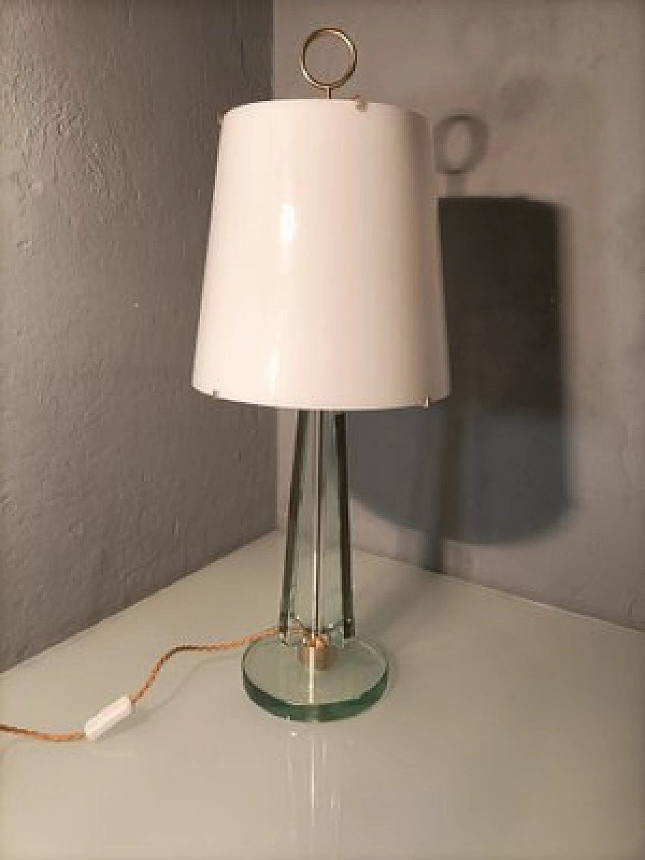 Lampada da tavolo in vetro di M. Ingrand per Fontana Arte, anni '50 1