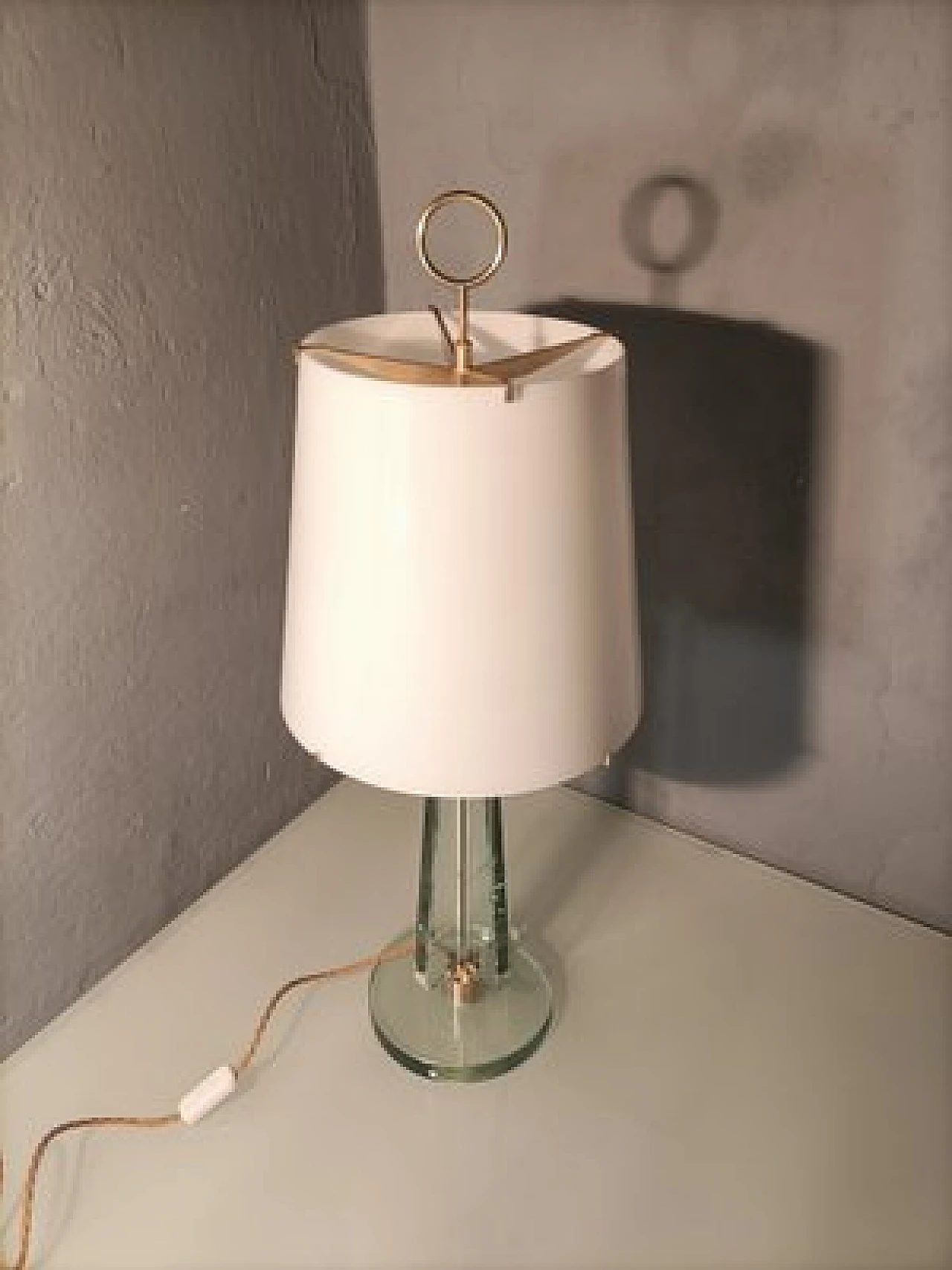 Lampada da tavolo in vetro di M. Ingrand per Fontana Arte, anni '50 3