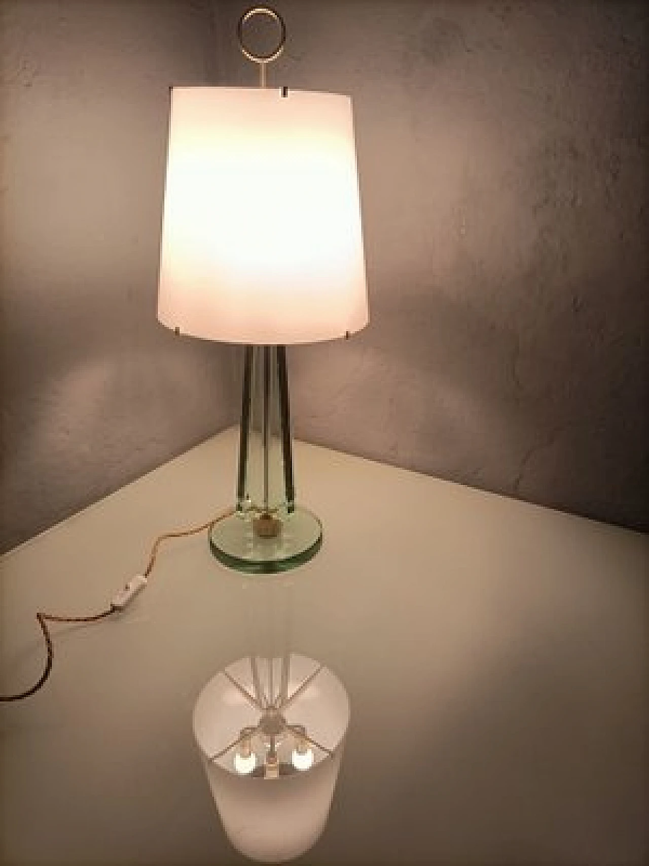 Lampada da tavolo in vetro di M. Ingrand per Fontana Arte, anni '50 4