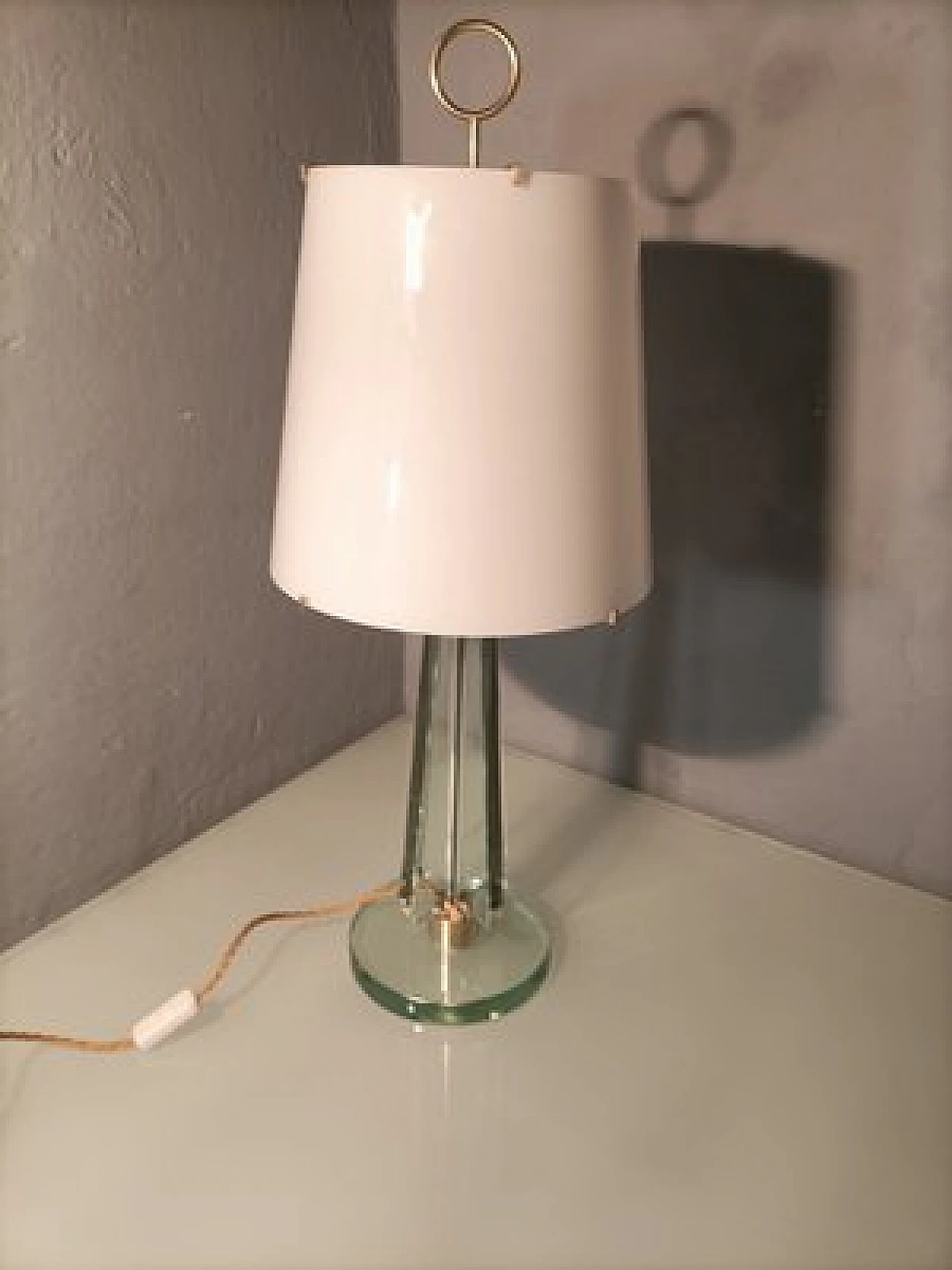 Lampada da tavolo in vetro di M. Ingrand per Fontana Arte, anni '50 5