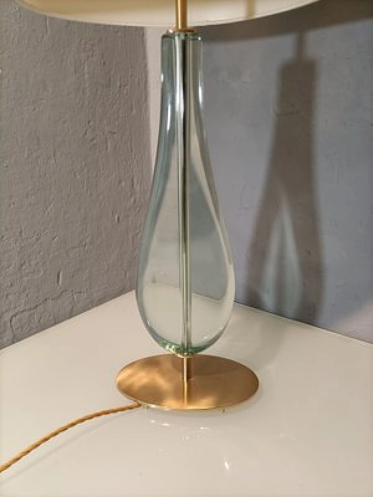 Glass & brass table lamp by Max Ingrand for Fontana Arte, 1950s 5