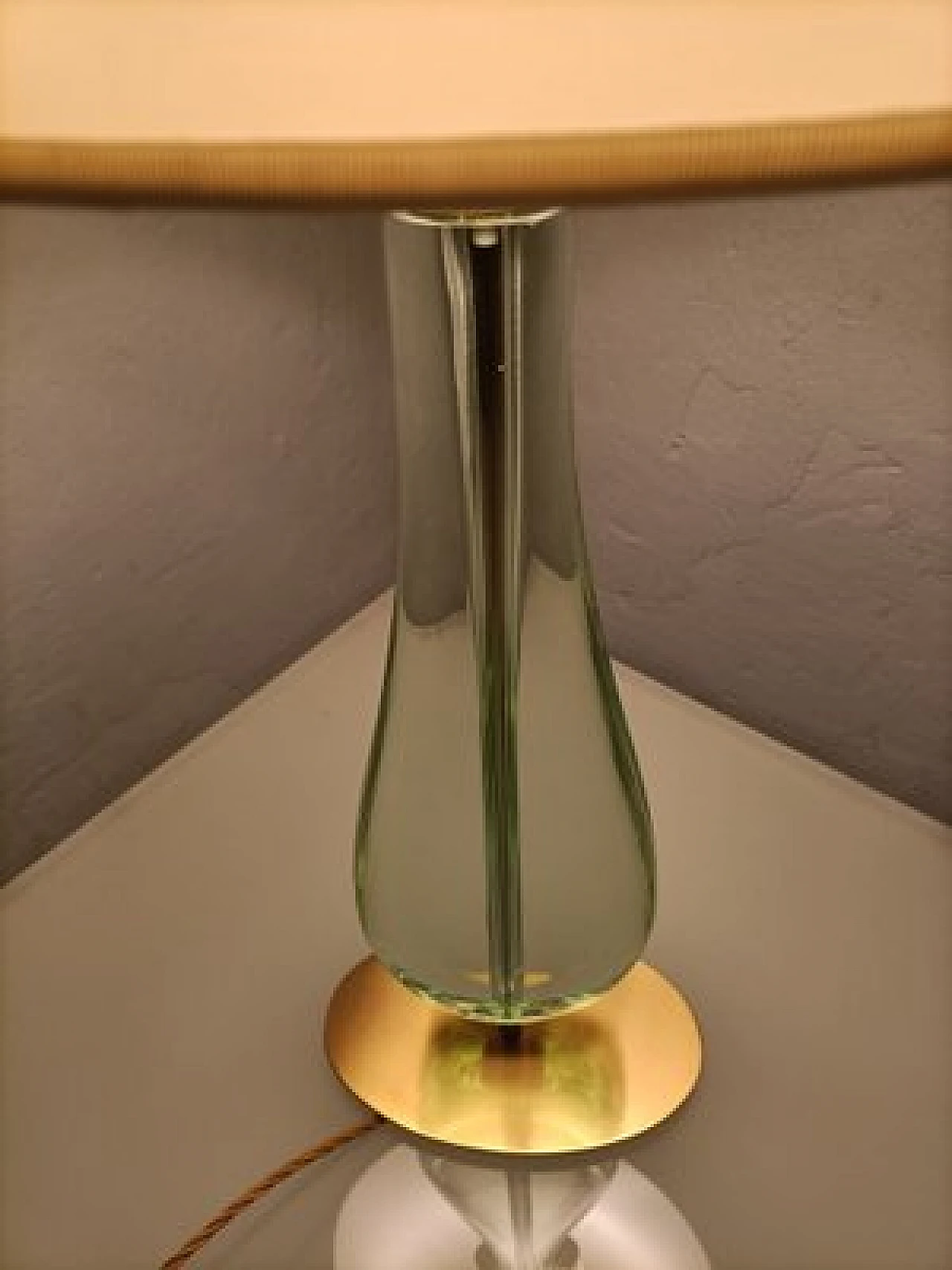 Glass & brass table lamp by Max Ingrand for Fontana Arte, 1950s 8